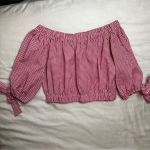 Checked Off-Shoulders Shirt